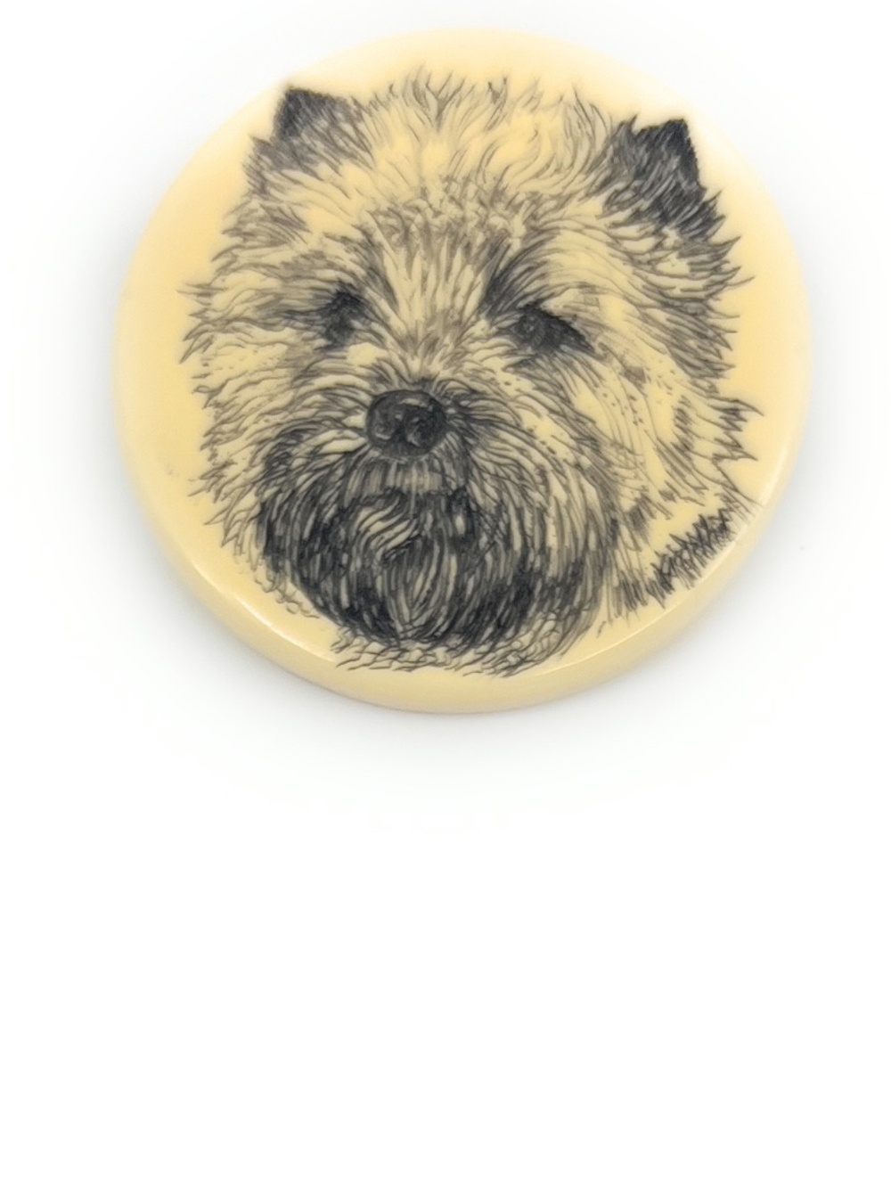 Cairn Terrier Dog Pin Brooch Necklace Kim McClelland Scrimshaw Resin NEW